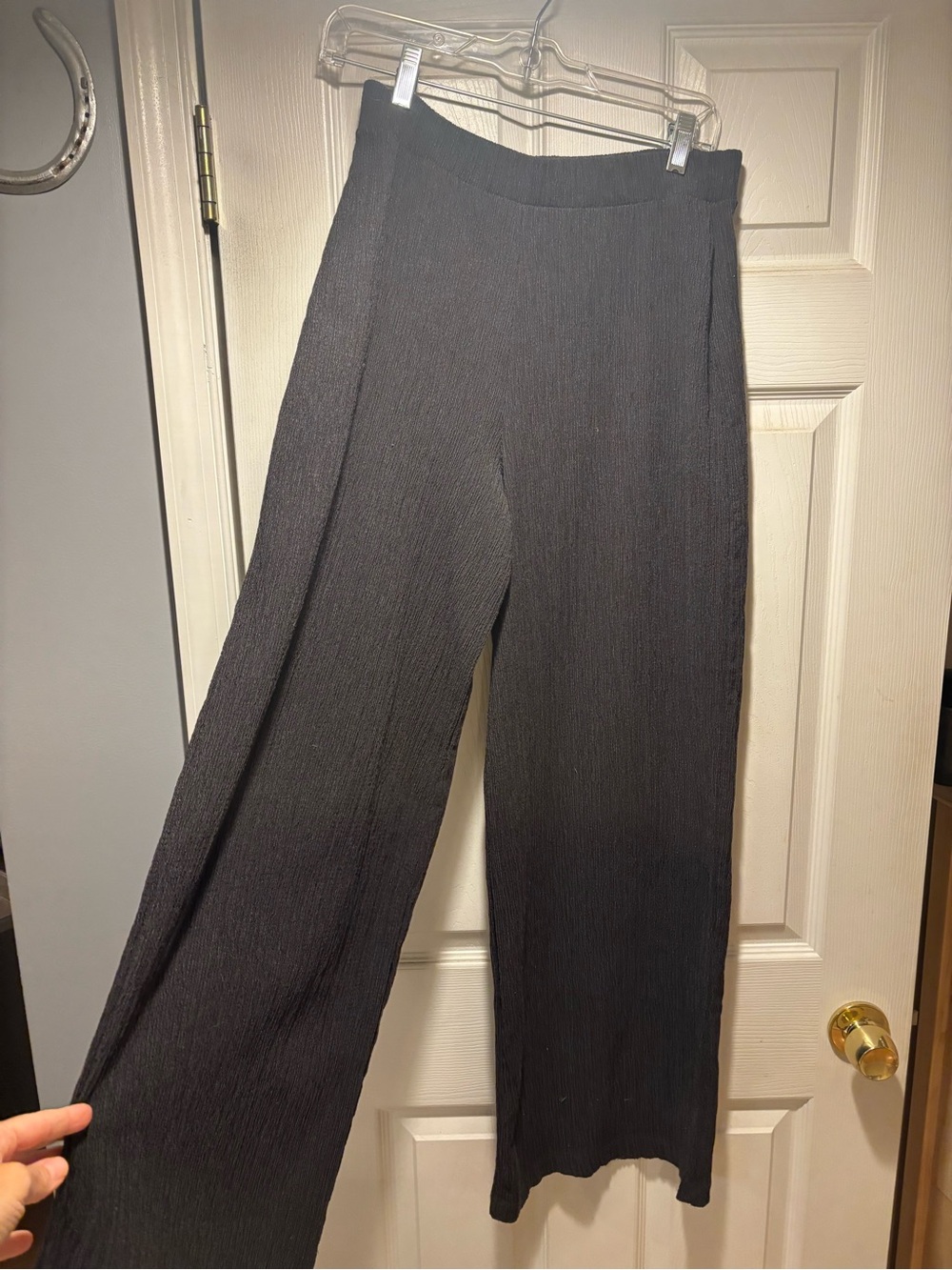 Zara Black/grey  Wide-Leg Textured Pants